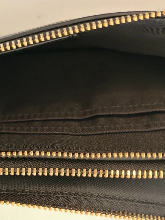 Coach Black Pebbled Leather Zip Wristlet with Gold Logo - Picture 14 of 16